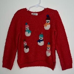H&M Vibrant Red Knit Sweater Ugly cute Christmas winter Toddler Girl Boy